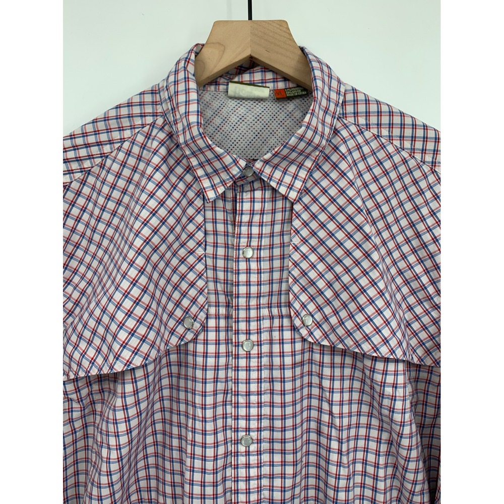 Howler Bros Shirt Mens XL Red White Blue Fishing Vented Pearl Snap Performance